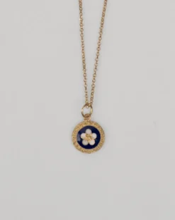 Colar Caramujo Azul em Prata Dourada